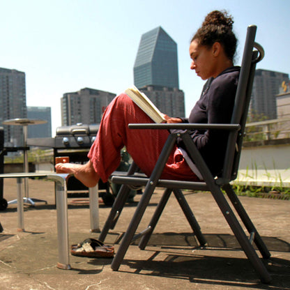 CCLIFE Breeze Gartenstuhl 2er Set Hochlehner Klappbar – Dunkelgrau