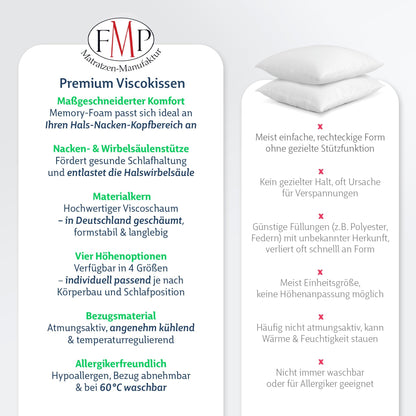FMP Matratzenmanufaktur Orthopädisches Nackenstützkissen Visco – 6,5 cm