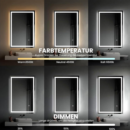 Trintion LED Badspiegel 70x50 cm mit Touch-Schalter und Anti-Beschlag