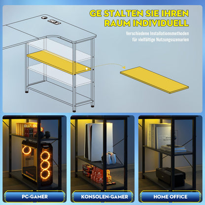 COMHOMA Gaming Tisch L-Form 120x80cm – Steckdose & USB