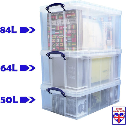 Really Useful Box 64L Aufbewahrungsbox transparent 2er-Pack