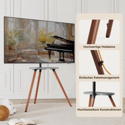 ECOTINY TV Staffelei 43-65 Zoll - Schwarzes Walnussholz