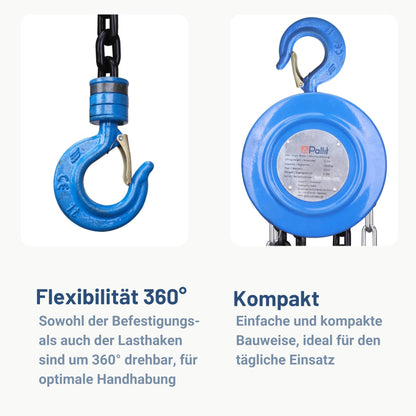 Pallit CHAIN-M Kettenflaschenzug – 2000 kg, 2.5 m Hubhöhe