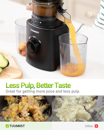 TUUMIIST Slow Juicer 180, Entsafter mit 120 mm Einfüllschacht, schwarz