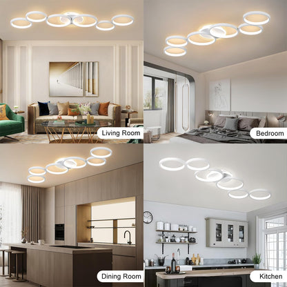 Liyabber LED Deckenleuchte dimmbar 6-Ring weiss mit Fernbedienung