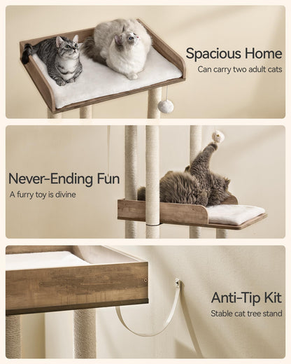 FourFurPets Katzenbaum 111 cm, Katzenturm für grosse Katzen, Greige