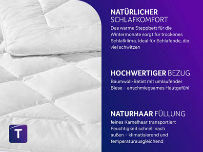 Traumnacht Kamelhaardecke Winterdecke - 135x200cm Weiss