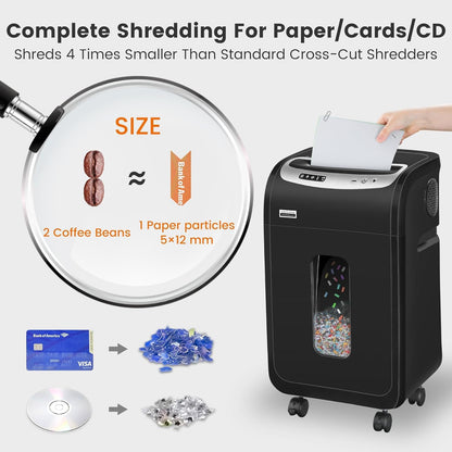 VidaTeco Mikro-Cut 18 Blatt P4 Aktenvernichter - Schwarz