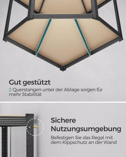 SONGMICS Eckregal GLR080B01, Schwerlastregal aus Metall mit 5 Ebenen