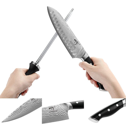 Damastmesser Set Küchenmesser – 9tlg. Profi inkl. Messerblock