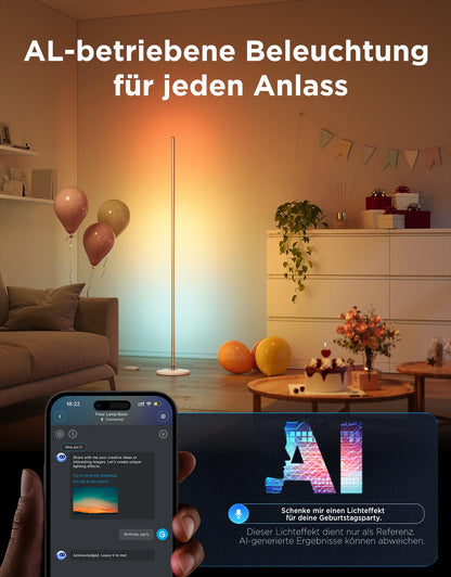 Govee RGBIC LED Eck Stehleuchte – 136cm, Matter & Alexa, Gold