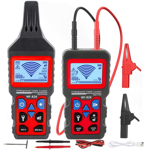 NOYAFA NF-826 Kabelsuchgerät für Erdkabel, Leitungen und Kurzschlüsse mit LCD-Display und Taschenlampe