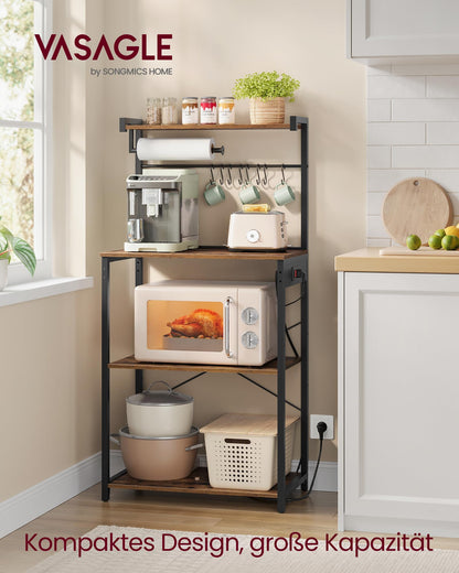 VASAGLE Küchenregal mit Steckdosen - Vintagebraun KKS014K02