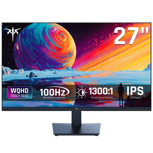 KTC 27 Zoll QHD IPS Monitor 100Hz/120Hz - Gaming & Arbeit. Schwarzer 27-Zoll-Bildschirm für QHD IPS-Bilder, ideal für Gaming und Büroarbeit.