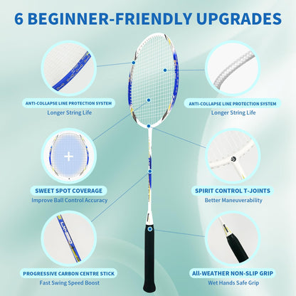 Senston Graphit Badmintonschläger Set – 2 Schläger mit Schlägertasche