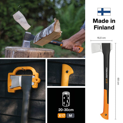 Fiskars Spaltaxt X17-M, 60 cm – mit Klingen-/Transportschutz