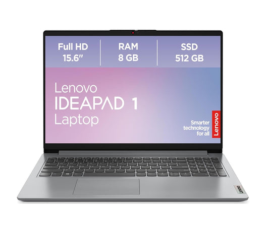 Lenovo IdeaPad 1 Laptop - 15.6" Ryzen 3 7320U 512GB SSD Grau QWERTZ. Kompakter Laptop für tägliche Aufgaben.