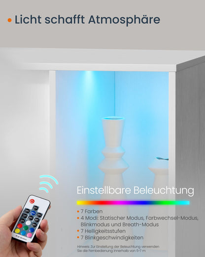 SONGMICS HOME Sideboard BBK372W01 – Schneeweiss mit Licht, werkzeuglos