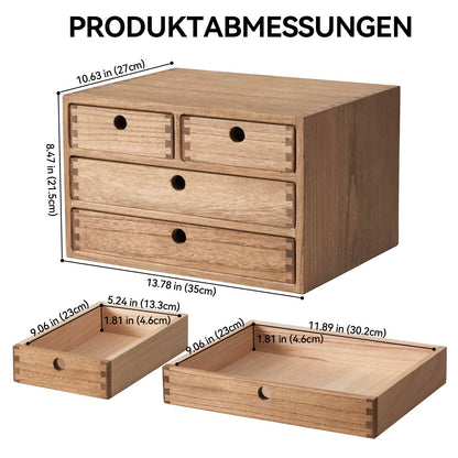 KIRIGEN Holz Schreibtisch-Organizer - 4 Schubladen Dunkelbraun