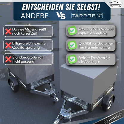 Tarpofix Anhänger Hochplane PVC 208x114x90 cm – Grau