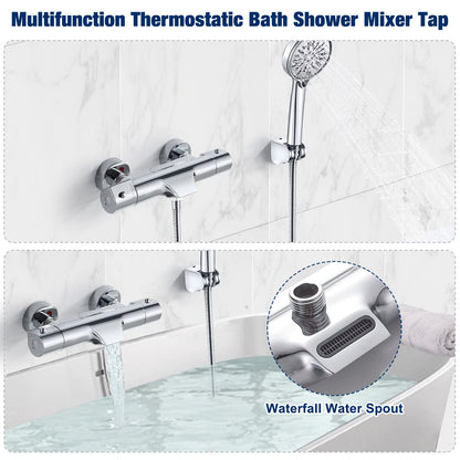 Solepearl Wasserfall Badewannen-Duscharmatur Thermostat Chrom