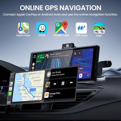 TECXERLLON DC10Q5 CarPlay Display mit 4K Dashcam und Rückfahrkamera