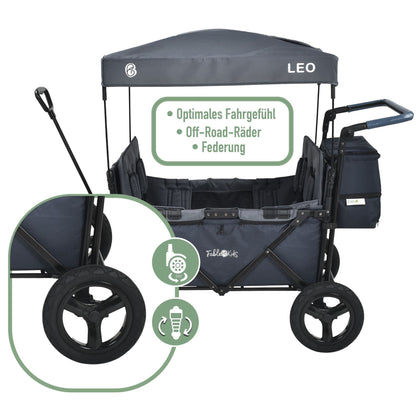 FableKids Bollerwagen Leo X4Plus mit Dach 4 Sitze Blueberry Blue
