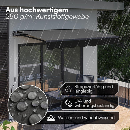 STEELSØN Kestria Gelenkarmmarkise 200 x 150 cm Anthrazit mit Kurbel