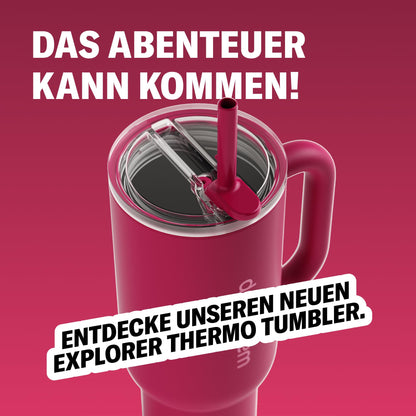 waterdrop Thermobecher mit Strohhalm 1,1 L, Edelstahl, auslaufsicher