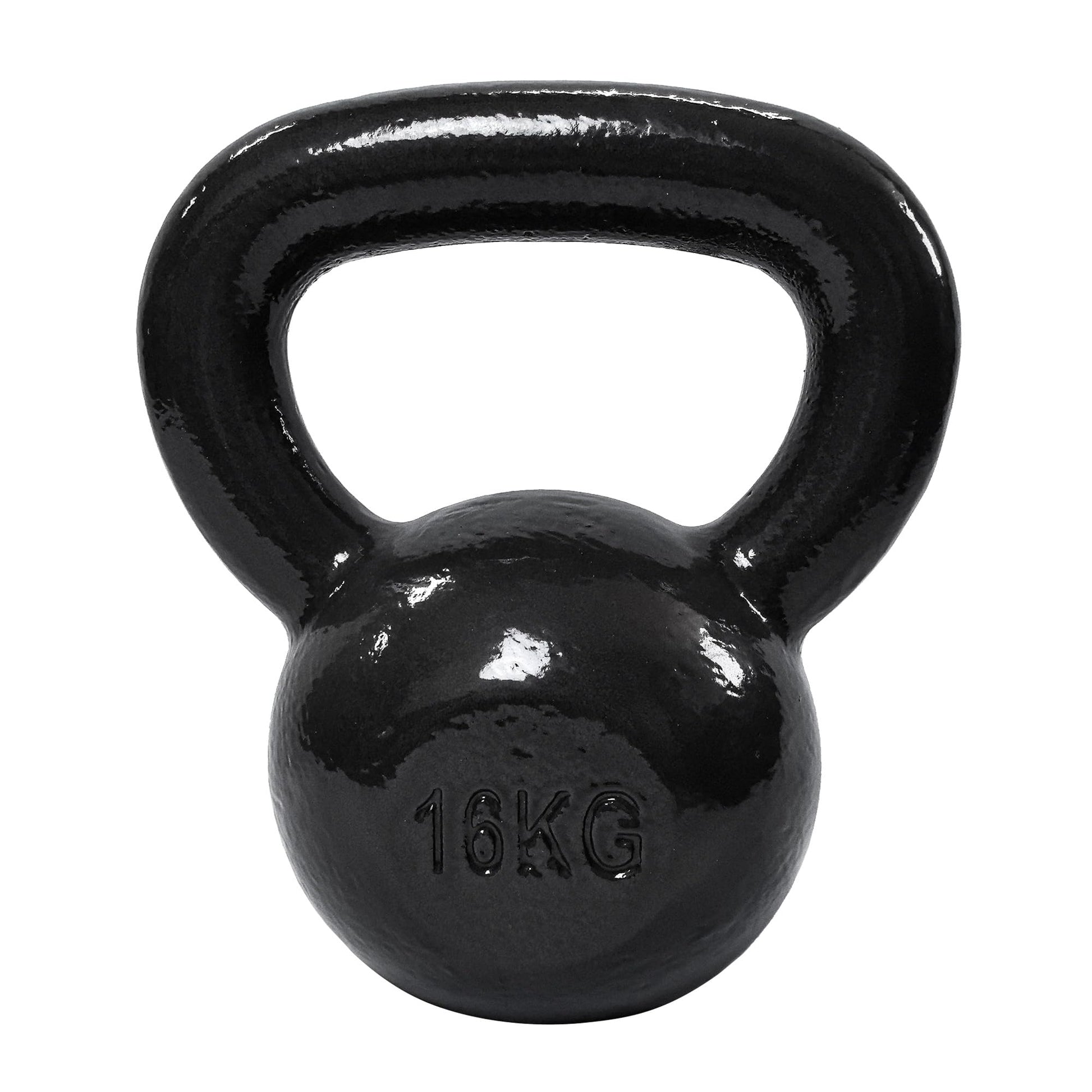 Amazon Basics Kugelhantel Kettlebell aus Gusseisen, 16 kg, Schwarz, lackierte Oberfläche und breiter strukturierter Griff
