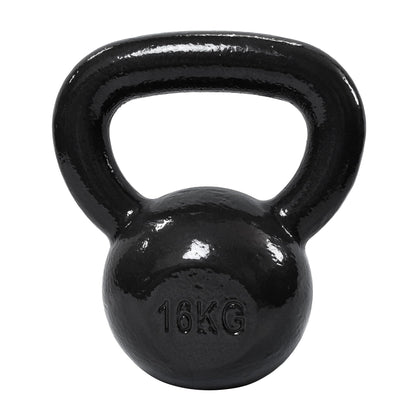 Amazon Basics Kugelhantel Kettlebell aus Gusseisen, 16 kg, Schwarz, lackierte Oberfläche und breiter strukturierter Griff