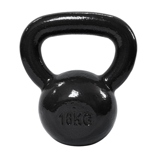 Amazon Basics Kugelhantel Kettlebell aus Gusseisen, 16 kg, Schwarz, lackierte Oberfläche und breiter strukturierter Griff