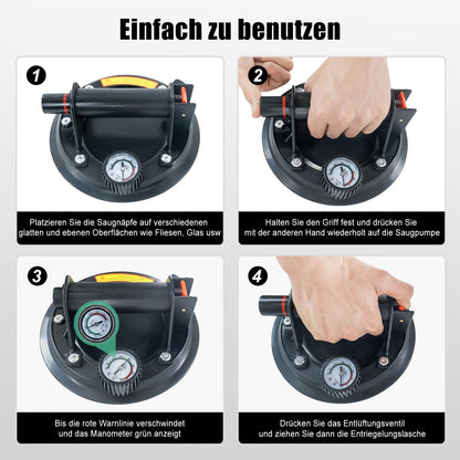 YYDENTOOL Vakuum-Saugheber 2er Set mit Manometer, 220 kg Tragkraft