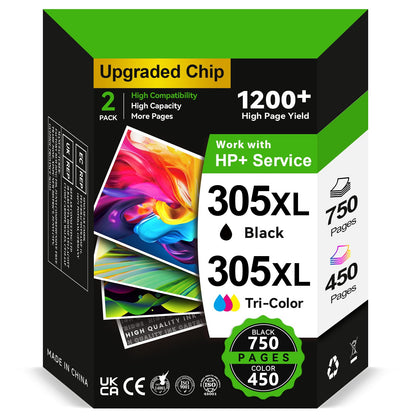 INKYEAH 305 XL Druckerpatronen kompatibel für HP 305, Schwarz + Farbe
