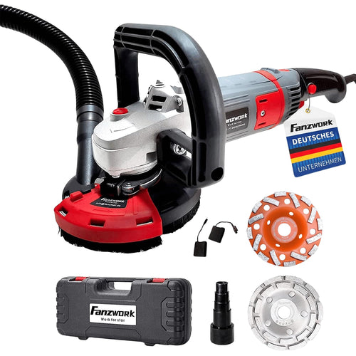 FANZWORK Betonschleifer Sanierungsfräse Set - 1500W 125mm