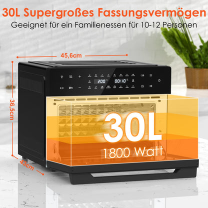 LLIVEKIT Heissluftfritteuse XXL 30L, Minibackofen mit 20 Programmen