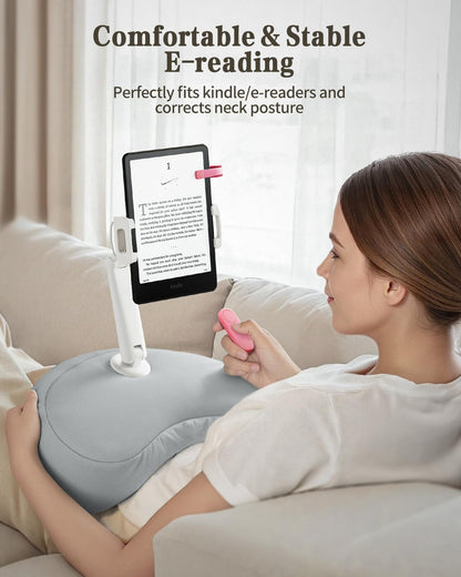 SAIJI Tablet Kissen Halter 360° für Bett – Verstellbar, Grau