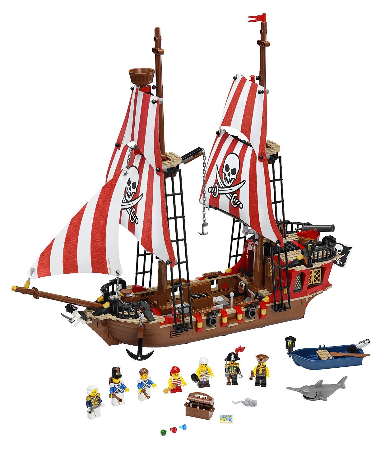 LEGO 70413 Grosses Piratenschiff Bausatz – LEGO Pirates Serie. Großes, braun-schwarzes LEGO-Piratenschiff mit Stoffsegeln zum Bauen und Spielen.