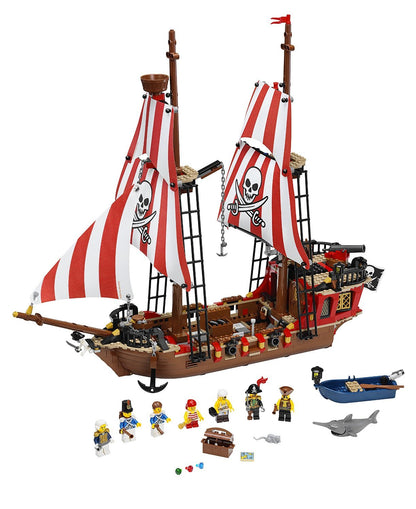 LEGO 70413 Grosses Piratenschiff Bausatz – LEGO Pirates Serie. Großes, braun-schwarzes LEGO-Piratenschiff mit Stoffsegeln zum Bauen und Spielen.
