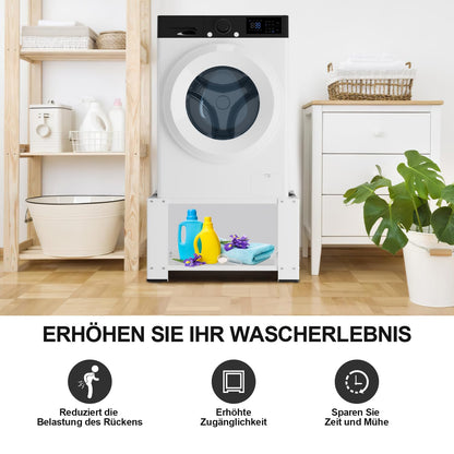 Fiqops Waschmaschinen Untergestell mit Ablage - 60.6x60.6x40cm weiss