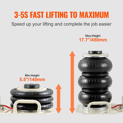 VEVOR Pneumatischer Wagenheber 3t - Dreifachbeutel Weiss