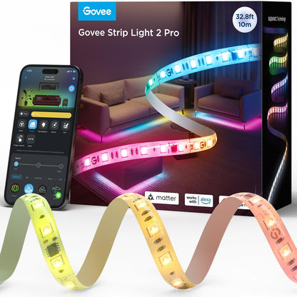 Govee RGBIC Strip Light 2 Pro Smart LED Streifen – 10m Matter: Flexibler Streifen. Smarte RGBIC Beleuchtung.