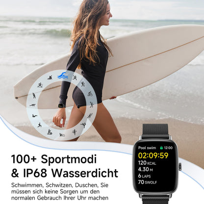 AEAC Smartwatch mit Telefonfunktion, 1,85 Zoll HD, IP68 wasserdicht
