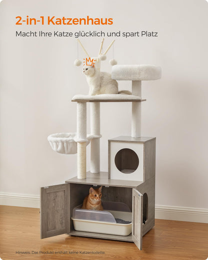 Feandrea Kratzbaum mit Katzenklo-Schrank - PCT113G01 Greige