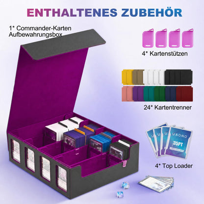 UAONO Sammelkarten Aufbewahrungsbox für 2400+ Karten, Schwarz-Lila