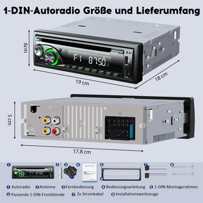 Universal 1DIN Autoradio CD/DVD Bluetooth Freisprech - 9-24V