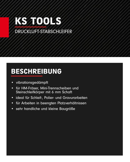 KS Tools Druckluft Stab-/Geradschleifer 515.5410 6mm Spannzange