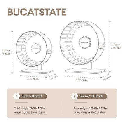 BUCATSTATE Hamsterrad 26 cm – leises Acryl-Laufrad, transparent