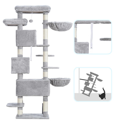 Hey-brother Kratzbaum XXL Kletterbaum - 188 cm Hellgrau MPJ035-MW