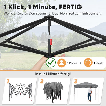 Sekey Premium Pop Up Pavillon 3x3 Faltpavillon - Grau